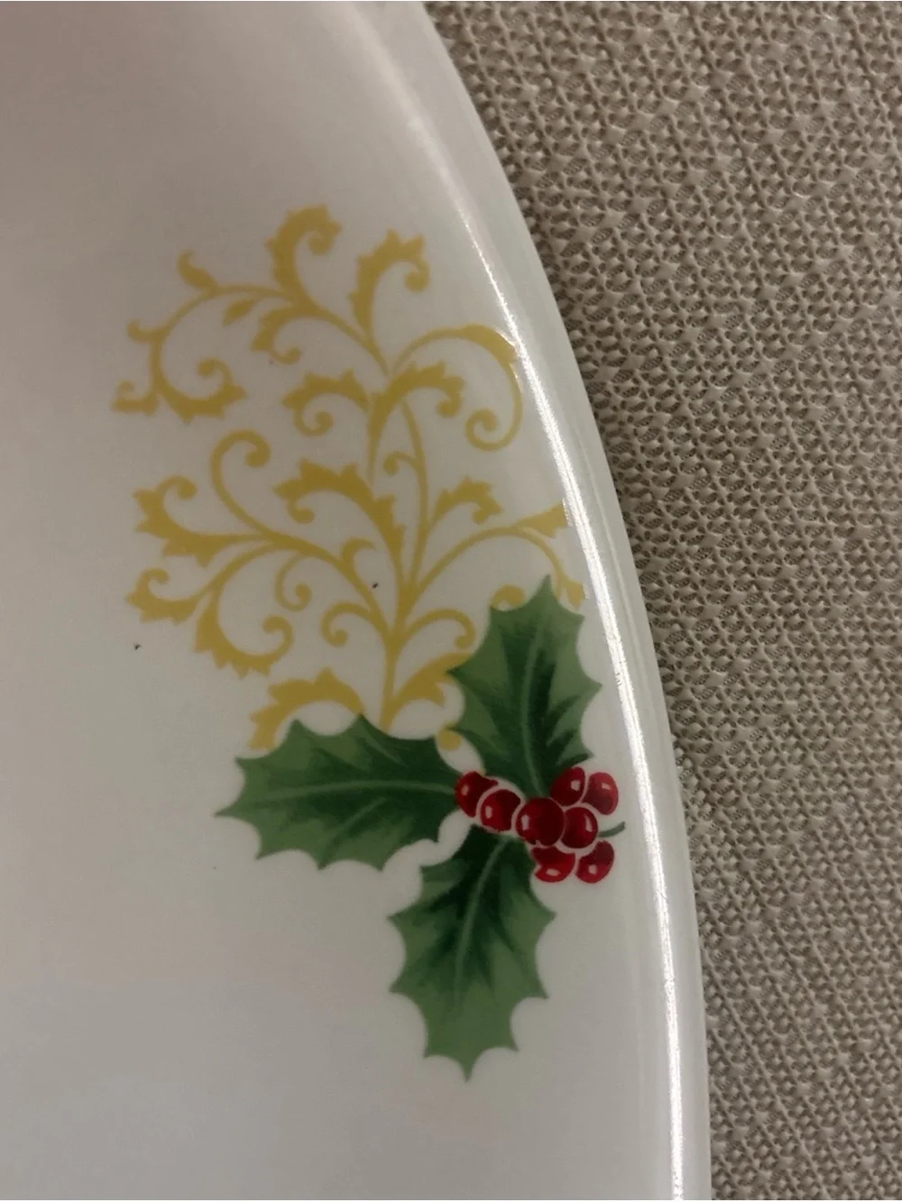 Vintage ATICO Christmas Serving Bowl The Spirit of Christmas is Love Holly Gold